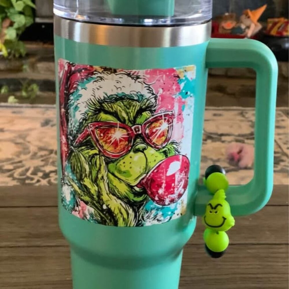 Bubblegum Grinch Christmas Tumbler Set